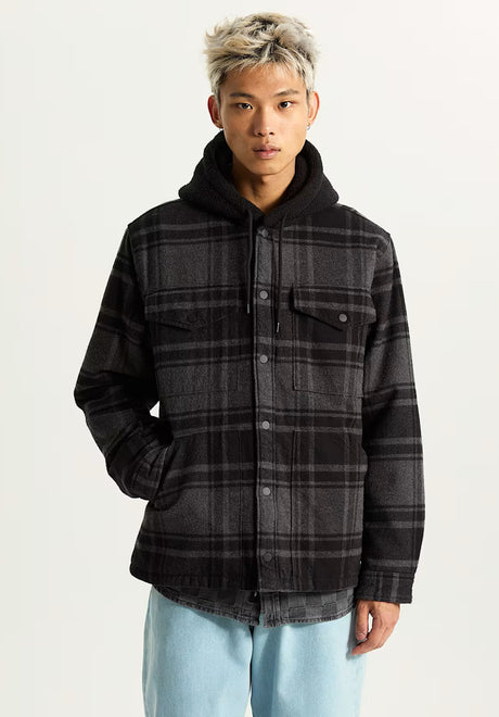 Vans Piedmont Hooded Plaid Shacket Übergangsjacke black-asphaltheather – Vorderansicht