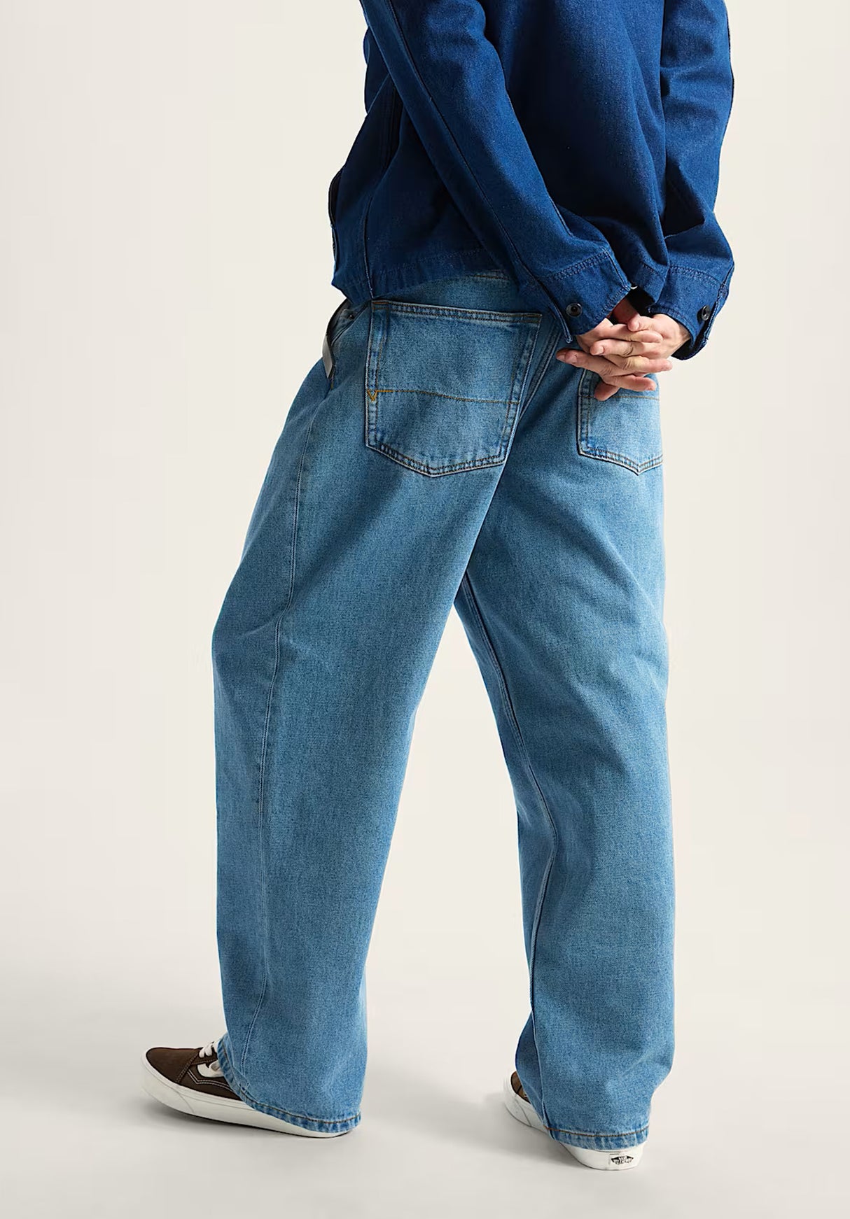 Check 5 Baggy Denim Pant stonewashblue Rueckenansicht