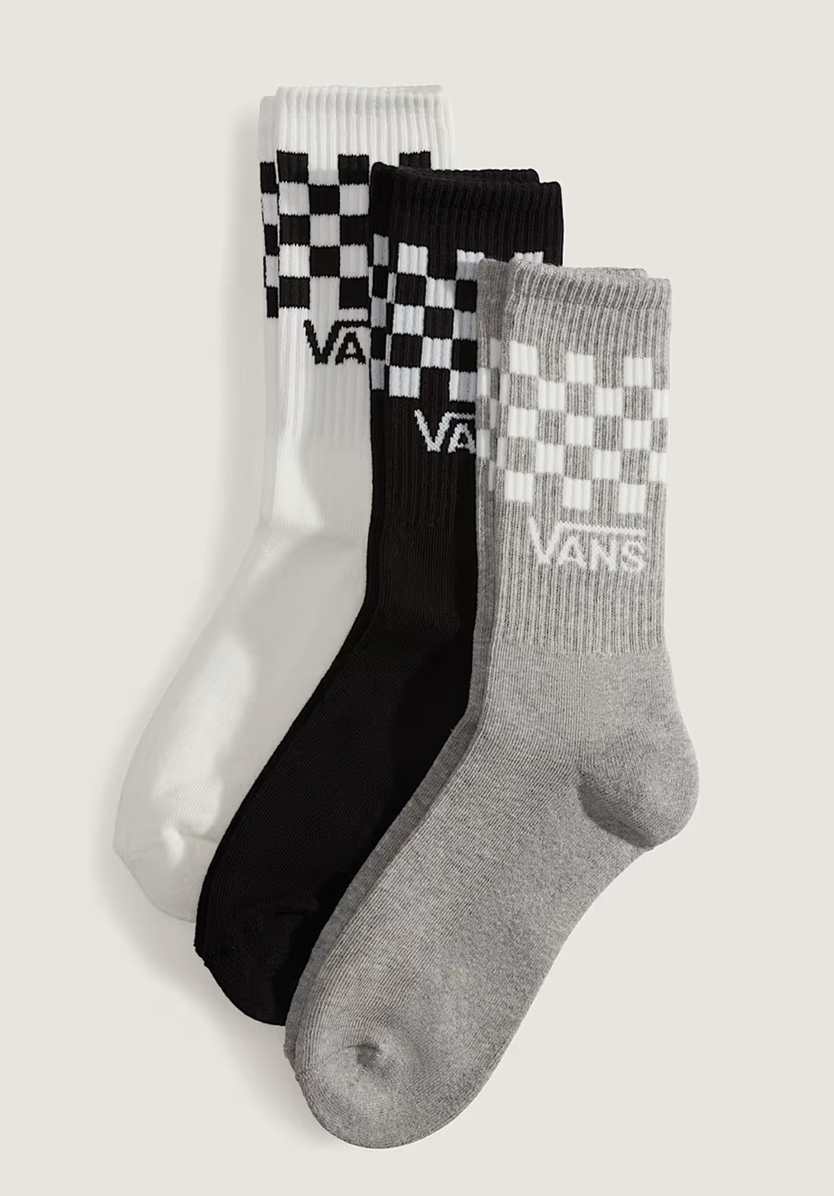 Classic Crew Check 3er-Pack black-white Vorderansicht