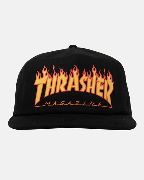 Thrasher Printed Flame Snapback Cap black – Vorderansicht