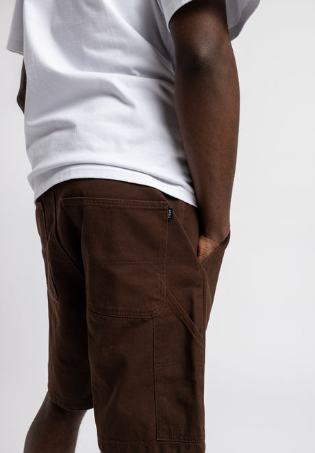 Workpant Short darkbrowndenim-washed Closeup1