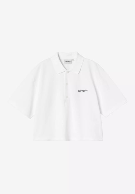W' Carhartt Script Polo white-black Vorderansicht