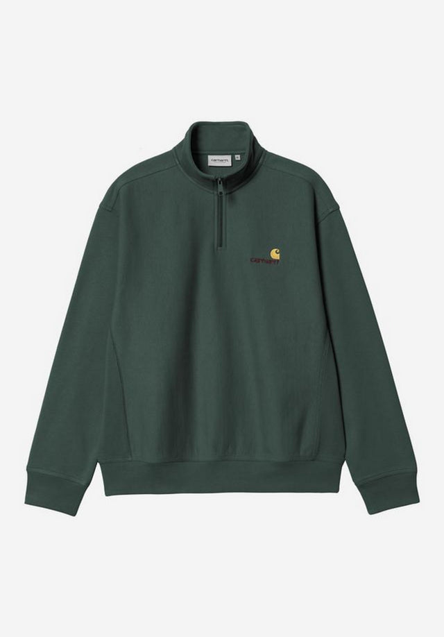 Half Zip American Script kalegreen Vorderansicht