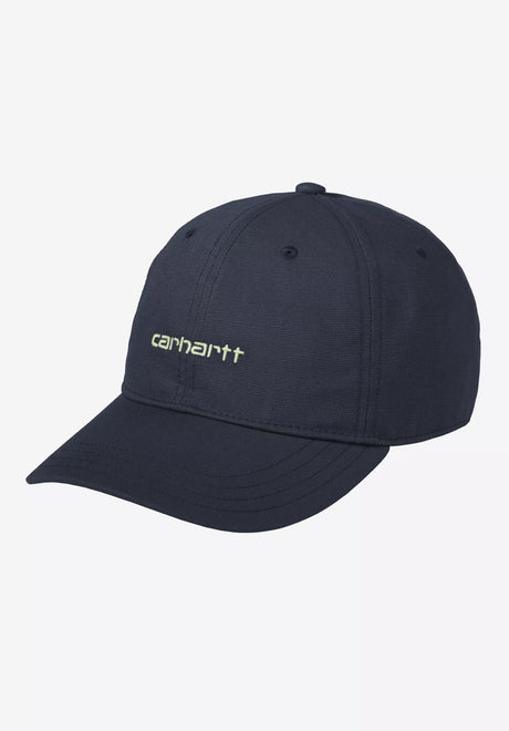 Carhartt WIP Canvas Script Cap deepnight-gentlegreen – Vorderansicht