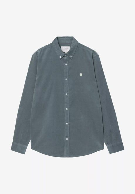 Carhartt WIP Madison Fine Cord Shirt Hemd-Langarm cozyblue-wax – Vorderansicht