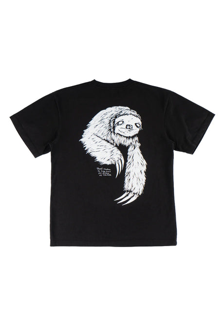 Sloth black-white Rueckenansicht