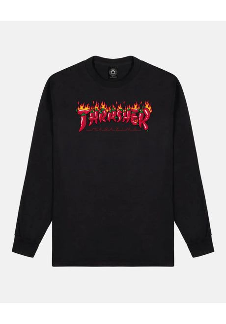 Thrasher Fuego Longsleeve black – Vorderansicht