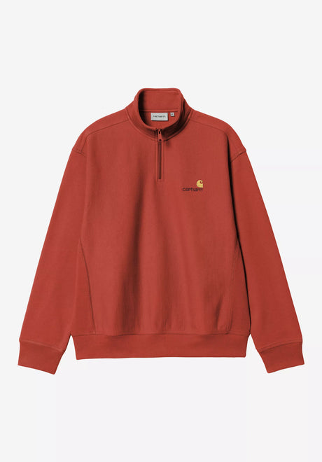 Carhartt WIP Half Zip American Script Sweatshirt oxidered – Vorderansicht