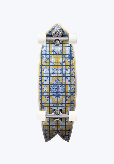 Coxos Power Surfing 31 Surfskate blue-yellow Vorderansicht