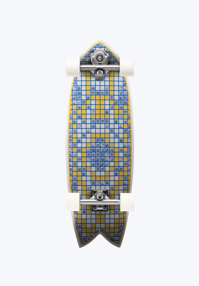 Coxos Power Surfing 31 Surfskate blue-yellow Vorderansicht
