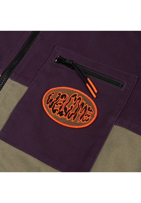 Seeker Paneled Twill Zip Jacket eggplant-stone Closeup2