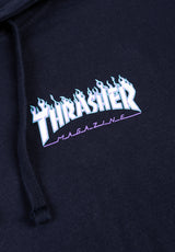 Thrasher Flame Dot Girl Hooded navy Close-Up2