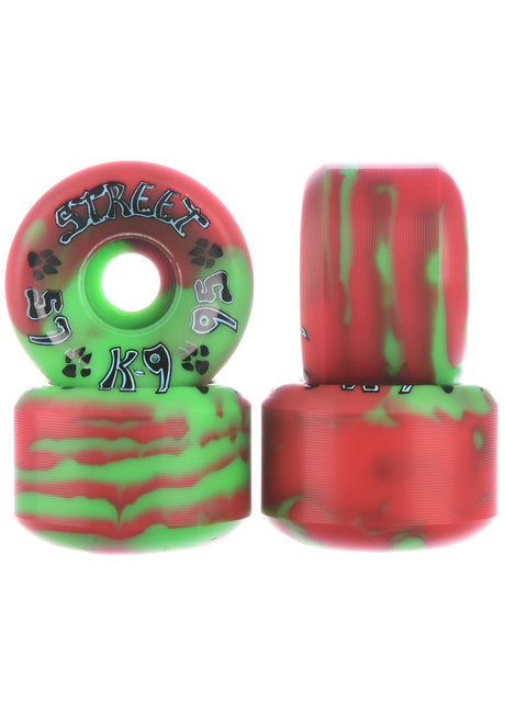 K-9 80's Street Wheels 95a red - green swirl Rückenansicht